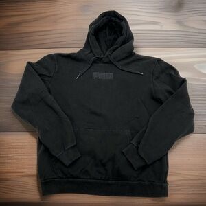 Puma Black Hoodie Men’s M Pullover Sweatshirt Embroidered Logo‎ **READ